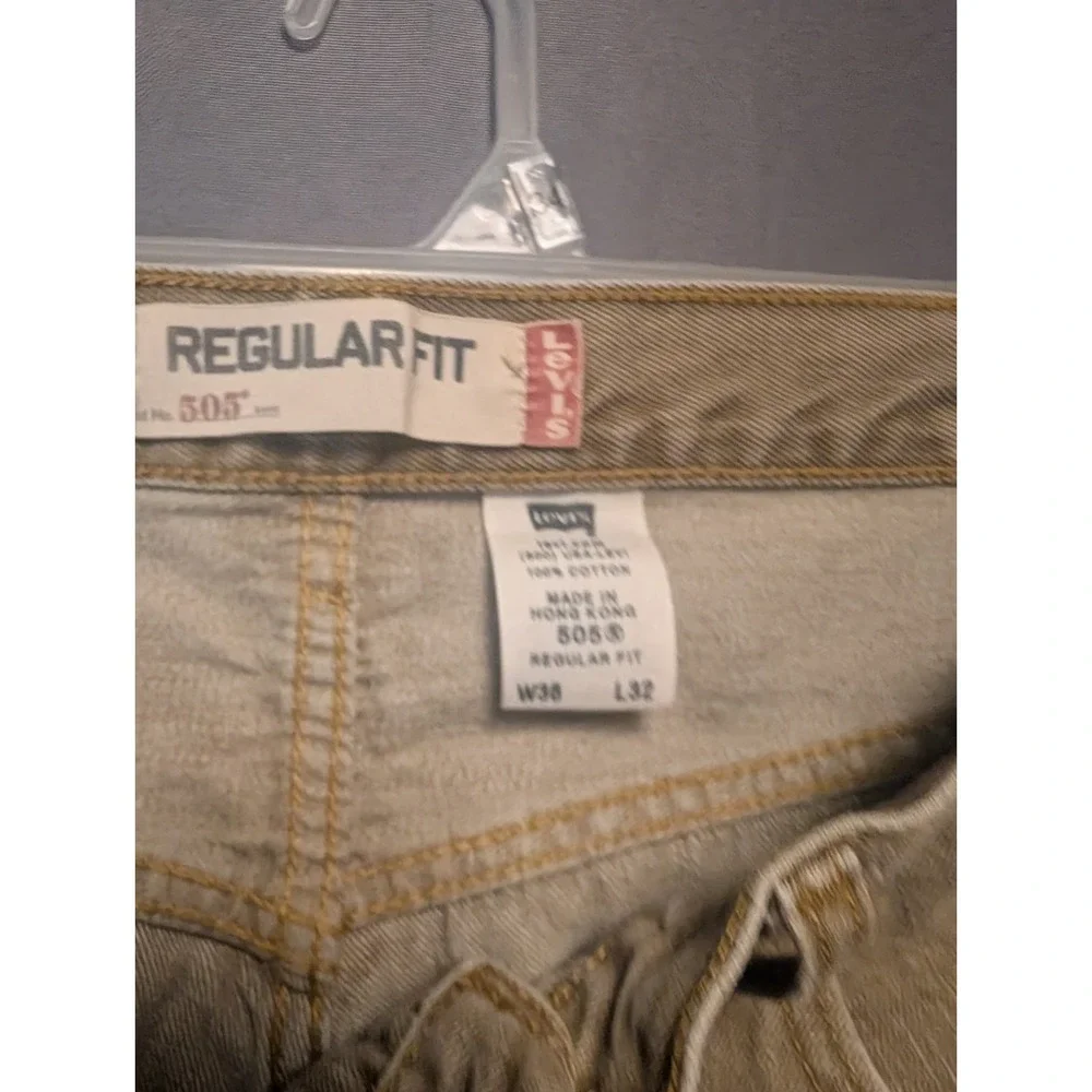 Levi's 505 Mens Jeans 36x32 Tan Denim Regular Fit Straight Leg Grunge Streetwear